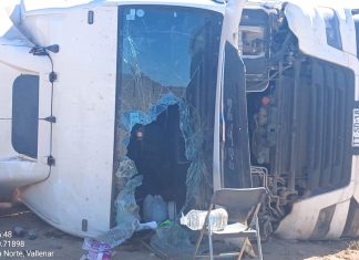 Chofer resultó ileso tras volcamiento de camión en Ruta 5 Norte