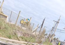 Conductor derribó cinco postes: escapó del lugar